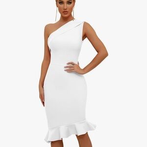 Elegant One-Shoulder White Dress